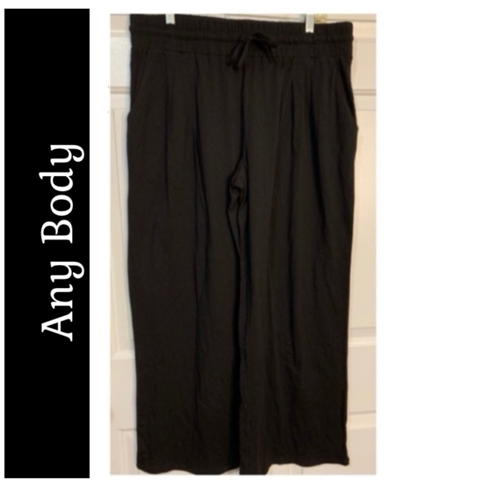 🧤 ANY BODY Black Elastic Drawstring Lounge PJ Pants NWT L
